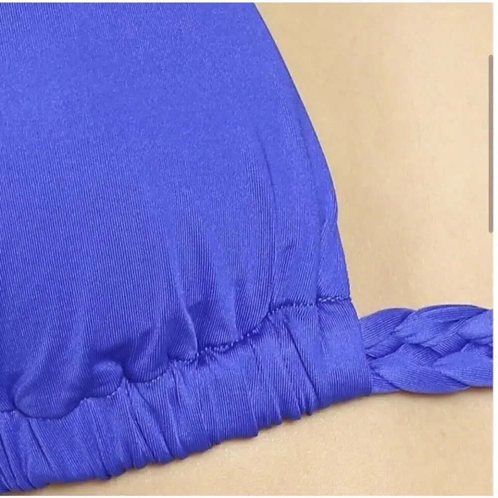 NWOT Vitamin A Klein Cobalt Blue Chloe Braided Bikini Halter Top XS